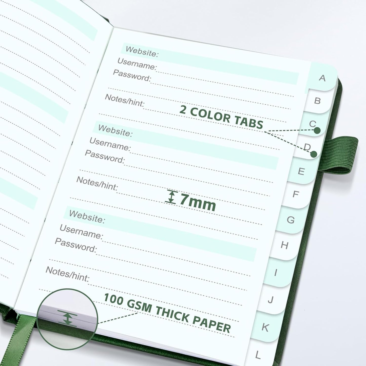 MOSA BEAR Password Keeper Book with Alphabetical Tabs，4.3"x5.7" Small Password Books for Seniors Password Notebook for Internet Website Address Log in Detail（Dark Blue）