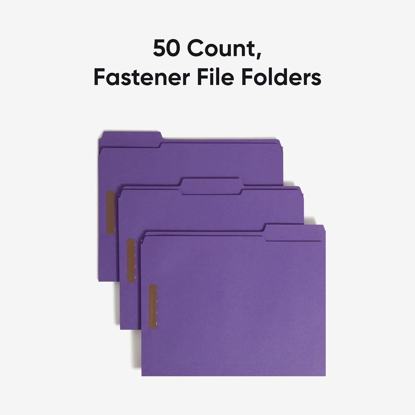 Smead Fastener File Folders, Reinforced 1/3-Cut Tabs, 2 Fasteners, Letter Size, Blue, 50 per Box (12040)