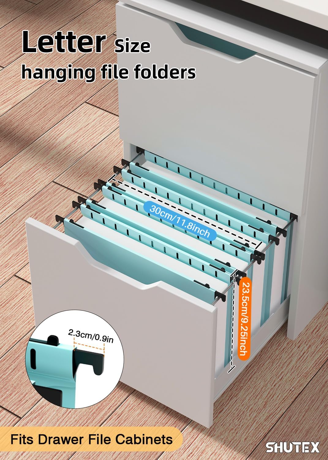 Shutex Extra Capacity Plastic Hanging File Folders,12 Pack Reinforced Hang Folders,Heavy Duty 2 Inch Expansion,Plastic Filing Cabinet Folders,Letter Size,Designed for Bulk Files, Medical Charts,Blue