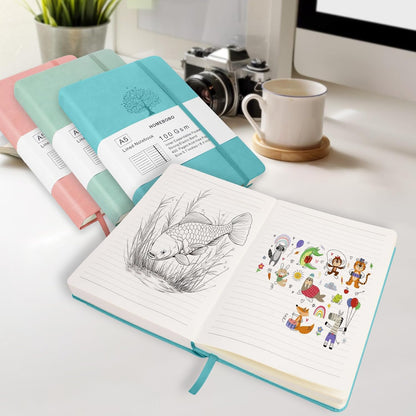 Journals for Writing, A5 Leather Ruled Notebook with 400 Pages, 100 Gms College Ruled Journal with Thick Paper, Hardcover with Inner Pocket & Pen Holder, Dark Green