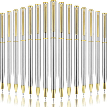 Zonon 240 Pcs Gold Metal Slim Ballpoint Pens Bulk Retractable Metallic Black Ink 1 mm Medium Point Smooth Writing Pens for Wedding Business Office Supplies Students Teachers Men Women Present