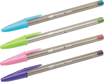 BIC Cristal Fun, Ballpoint Pens, Smudge-Proof Writing Pens and Wide Point (1.6 mm), Ideal for School, Purple Ink, Pack of 20
