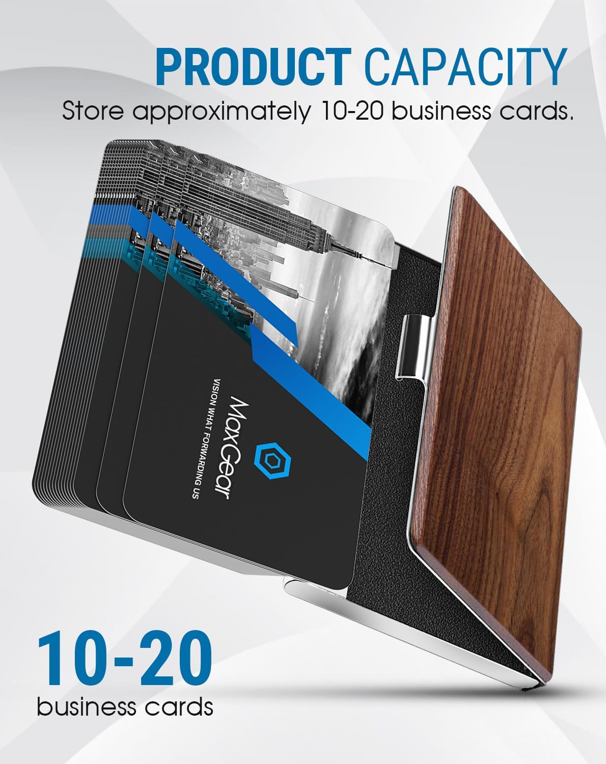 MaxGear Metal Business Card Holder for Men & Women, Professional Stainless Steel Card Case for Business Cards, Slim Purse Name Card Holders with Interior Lining, Buckle Style Shut, Black