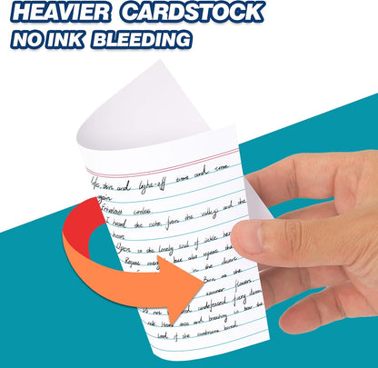 Chell Extra Heavyweight Index Cards 3x5 Inch, No Bleed-Through, 100 Count, Ruled Front and Blank Back, 80 lb. Cover Weight, Pastel Colors