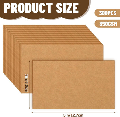 Bercoor 300 Pack Blank 3 x 5 Inch Index Cards, Heavy Study Cards, Note Cards for Office, School Learning, Kraft Paper