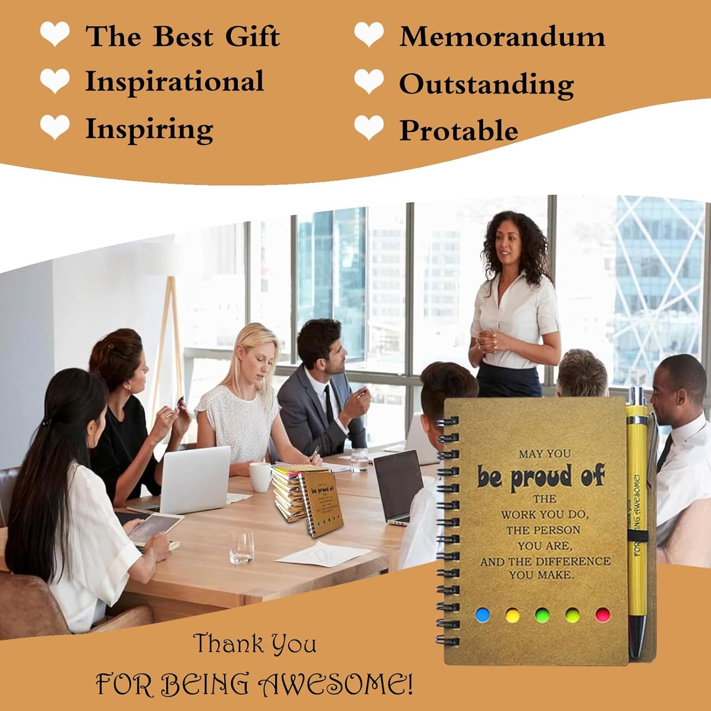 2026 Inspirational Spiral Notebook 10 Sets Portable Employee Appreciation Gifts Bulk Journals with Sticky Note Pen for Teachers Students Friends Colleagues Volunteer Nurse and Family Thank You Gifts