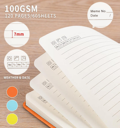 3 Pack Pocket Journaling Notebooks, A6 Small Notebook For Note Taking Journaling Notebooks Journals For Writing Mini Note Pads With Pen Holder 120 Pages 100 GSM Thick Paper(Nude, Brown, Forest Green)