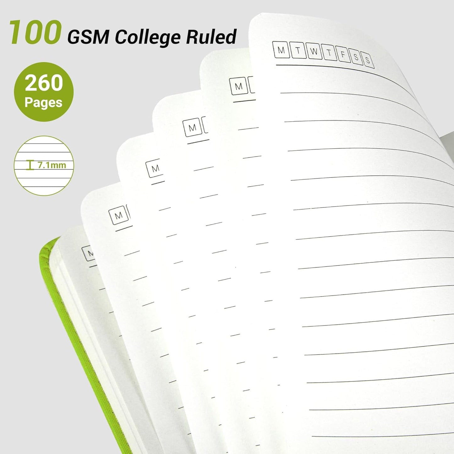 Yoment Lined Journal Notebook for Women, A5 Hardcover Leather Journal for Writing, 260 Pages 100 GSM Thick Paper, College Ruled Notebook for Work, School, Office, 5.7" x 8.3"Green