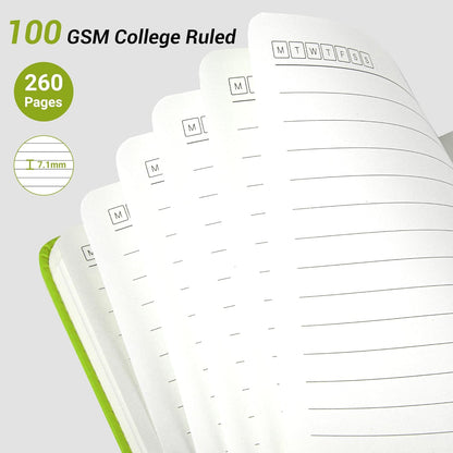 Yoment Lined Journal Notebook for Women, A5 Hardcover Leather Journal for Writing, 260 Pages 100 GSM Thick Paper, College Ruled Notebook for Work, School, Office, 5.7" x 8.3"Green