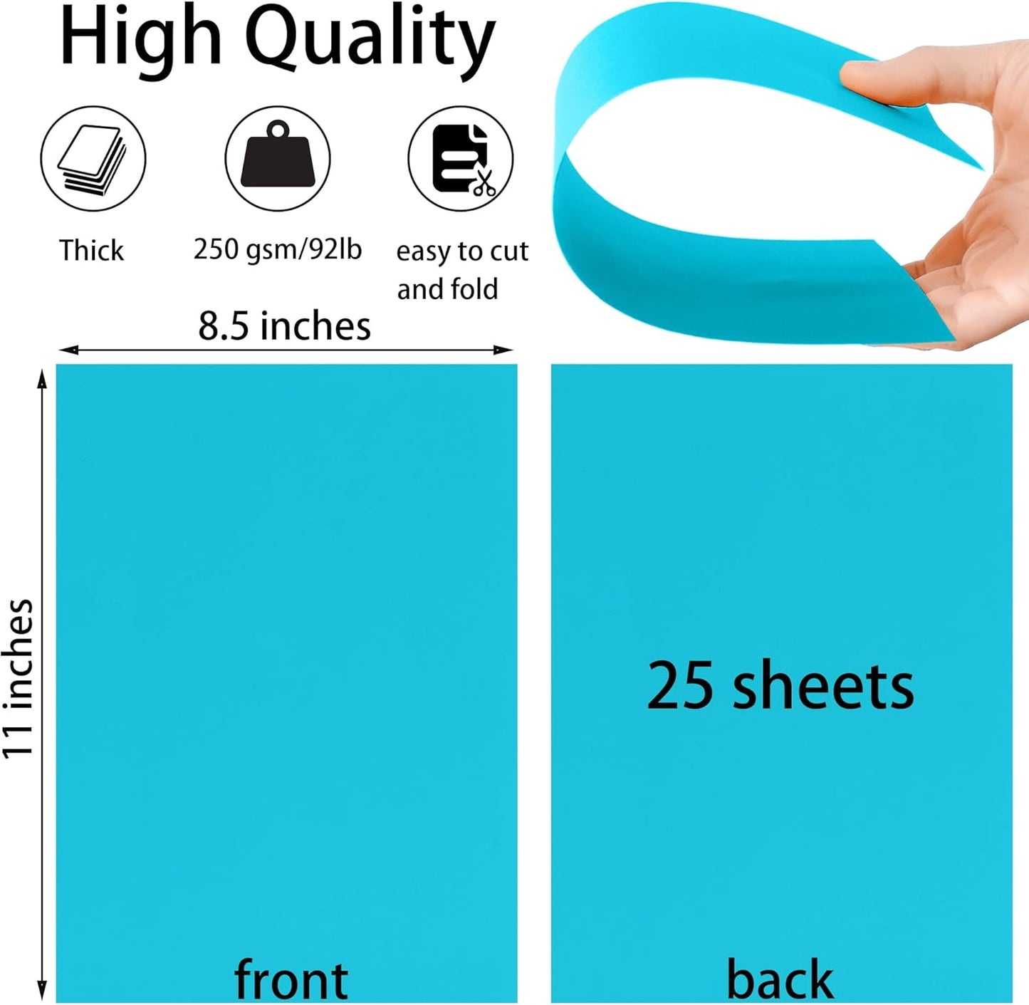 25 Sheets Black Cardstock Paper 8.5'' x 11'', 250gsm/92lb Thick Paper for Scrapbook, Invitations, Printing and DIY Cards