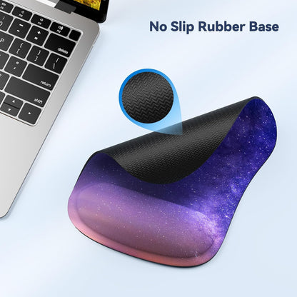 TECKNET Mouse Pad with Wrist Support, Ergonomic Gaming Mouse Pad Pain Relief, Portable Comfortable Mousepad for Computer, Laptop, Office, Home and Travel, Non-Slip Base, Waterproof Surface, Black