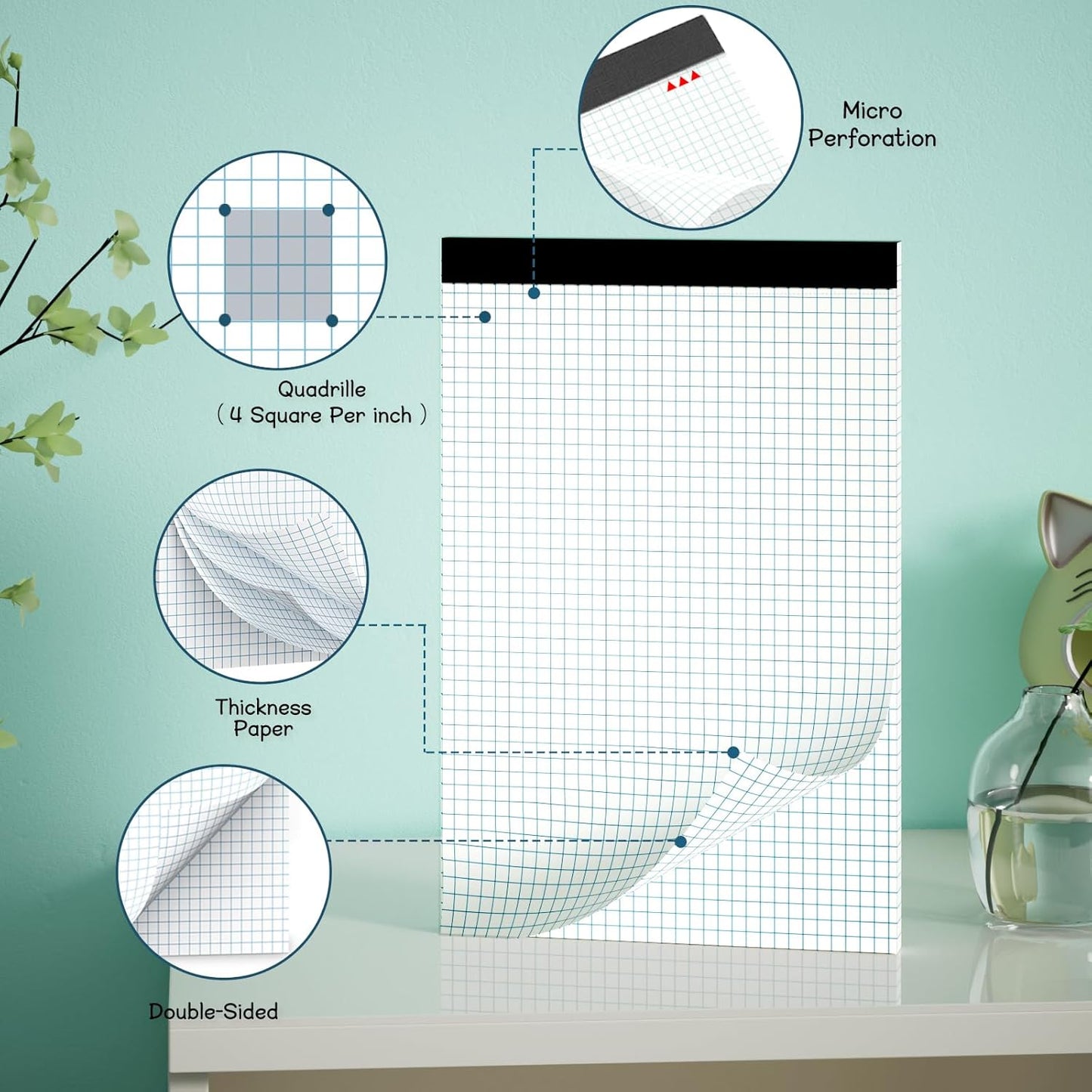 Large Graph Paper Pad 11 x 17, Grid Paper, 4x4 Graph Ruled, Blueprint Quadrille Pad, 30 Sheets Engineering Paper, Drafting Paper, Graft Paper for Architect Engineer Designer Mathematician Draftsman