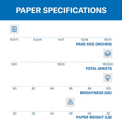 Hammermill Printer Paper, Premium Color 28 lb Copy Paper, 8.5 x 11-5 Ream (2,500 Sheets) - 100 Bright, Made in the USA, 102450C, White
