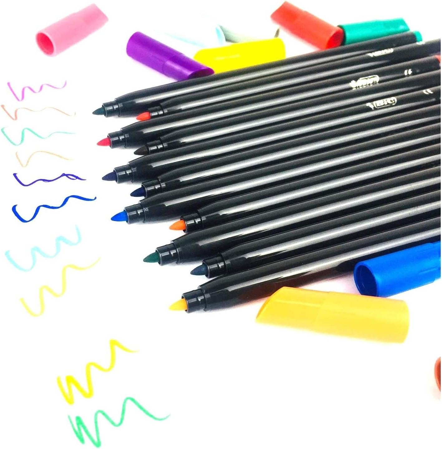 BIC Intensity Felt Tip Pens, Vibrant Colouring Pens, School Supplies for Kids or Adults, 24 Pack