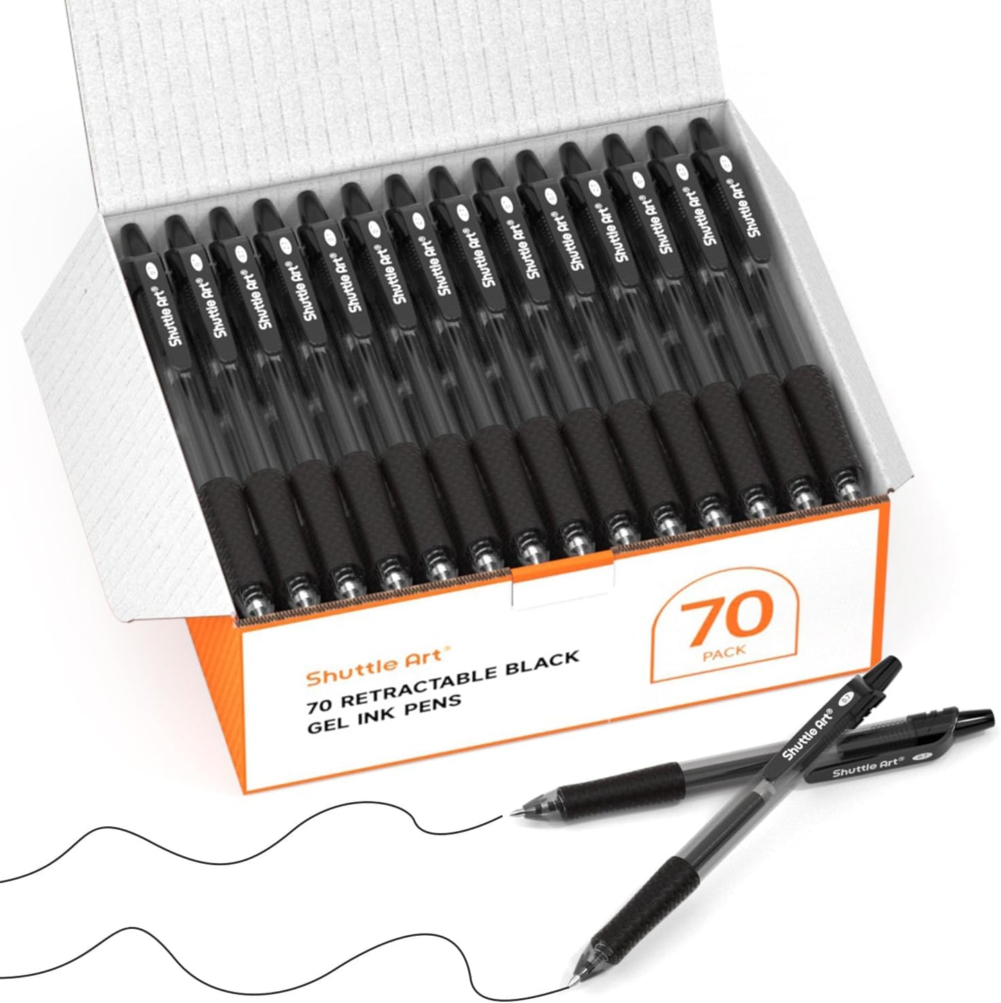 Shuttle Art Black Gel Pens, 100 Pack Retractable Medium Point Rollerball Gel Ink Pens Smooth Writing with Comfortable Grip for Office School Home Work