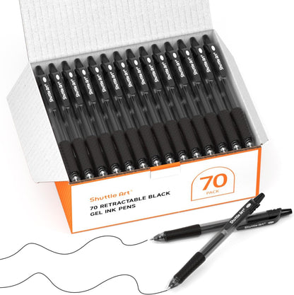 Shuttle Art Black Gel Pens, 100 Pack Retractable Medium Point Rollerball Gel Ink Pens Smooth Writing with Comfortable Grip for Office School Home Work