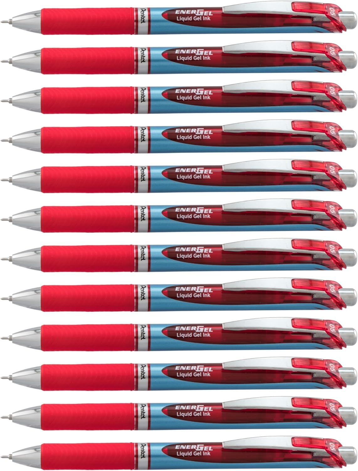 Pentel® EnerGel™ Deluxe RTX Retractable Liquid Gel Pens, Fine Point, 0.5 mm, 54% Recycled, Blue Barrel, Black Ink, Pack Of 12 Pens