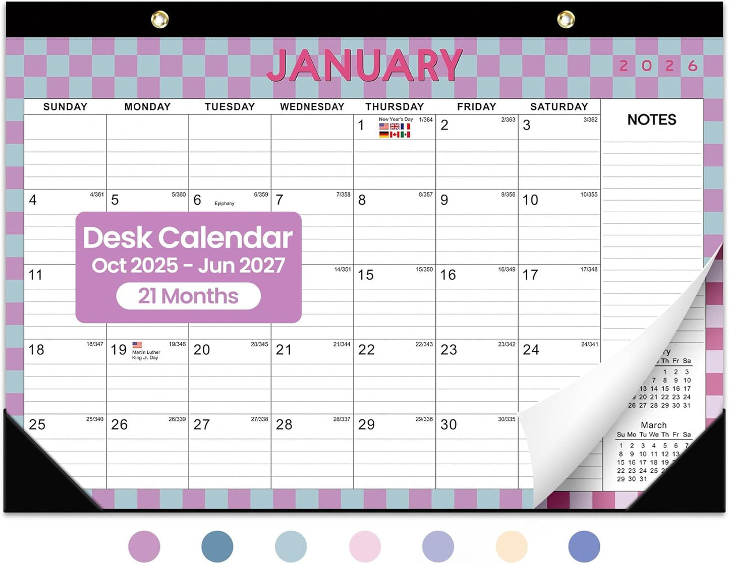 Desk Calendar 2026-2027, 21-Month Calendar Runs Until June 2027, Large 17" x 12" Monthly Desktop & Wall Calendar for Home & Office - Floral