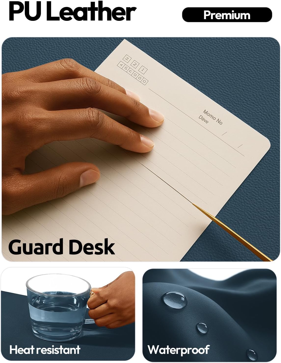YSAGi Leather Office Desk Pad Protector, Large Mouse Pad, Non-Slip, PU Leather, Laptop Desk Blotter, Waterproof Writing Pad for Office and Home, Black, 23.6" x 13.8" - Colors B
