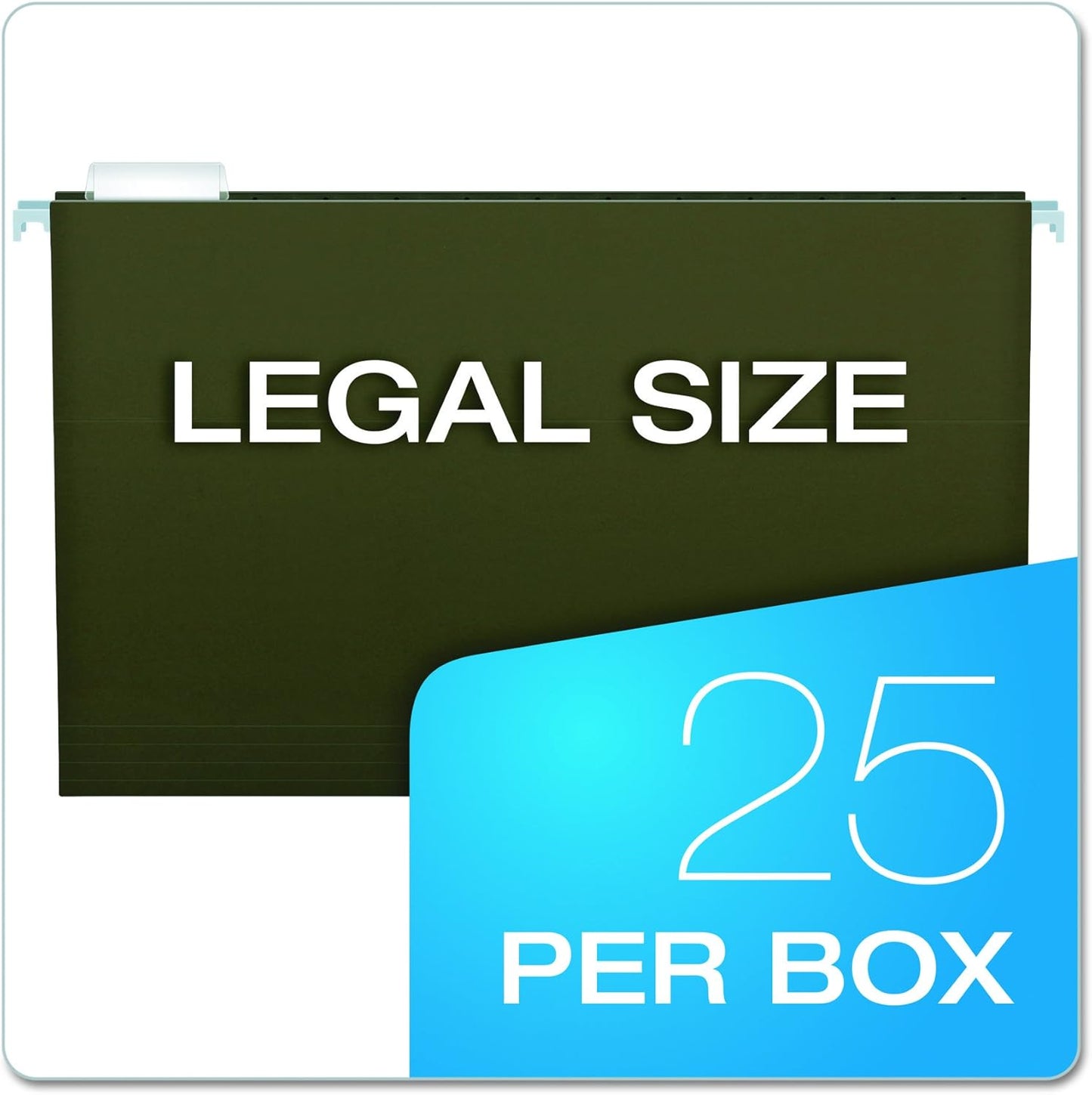 Pendaflex Recycled Hanging File Folders, 25 Pack, Green, Legal Size (8.5" x 14"), 5 Tab Positions, Includes Tabs and Inserts, Eco-Friendly Hanging Files for Office and Document Organization