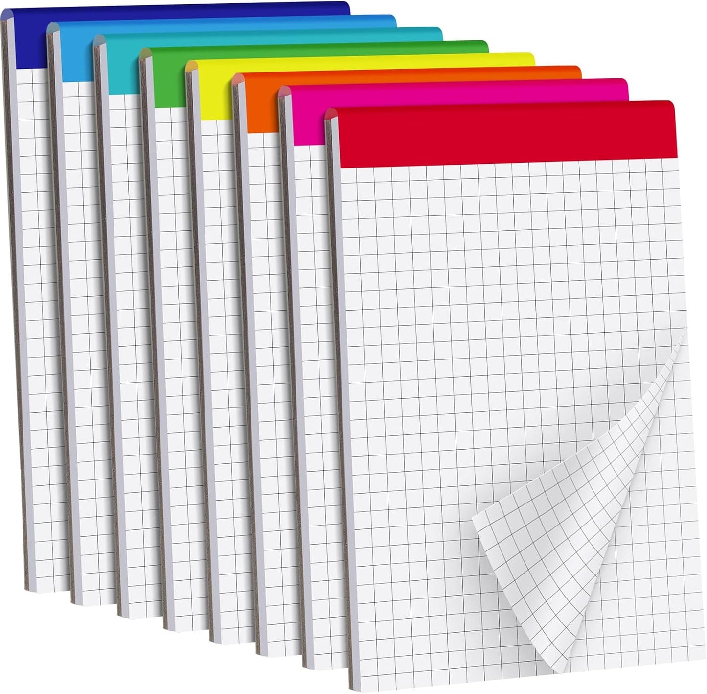 Tenceur 8 Pack Grid Paper Pad 4 x 6 Inch Graph Paper Pad, Graft Paper 30 Sheets Graph Ruled Grid Pad Notebook Notepads Memo Pads Math Grid Note Pad Scratch Pads Assorted Colors(5 Squares Per Inch)
