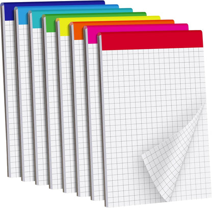 Tenceur 8 Pack Grid Paper Pad 4 x 6 Inch Graph Paper Pad, Graft Paper 30 Sheets Graph Ruled Grid Pad Notebook Notepads Memo Pads Math Grid Note Pad Scratch Pads Assorted Colors(5 Squares Per Inch)