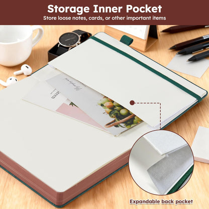 Hardcover Lined Notebook Journal for Writing, 320 Pages Leather Thick College Ruled Notebook Journal with 100GSM Paper, A5 (5.7'' X 8.4'') Daily Journal for Women Men Work Organization, Black