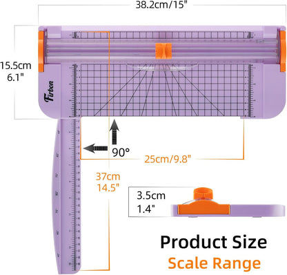 Firbon Purple A4 Paper Cutter, 12 Inch Titanium Straight Paper Trimmer with Side Ruler for Scrapbooking Craft, Paper, Coupon, Label, Cardstock