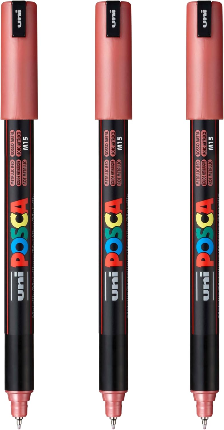 posca PC-1MR Water-Based Paint Markers, Extra Fine Tip (0.7mm), White, 3 Count