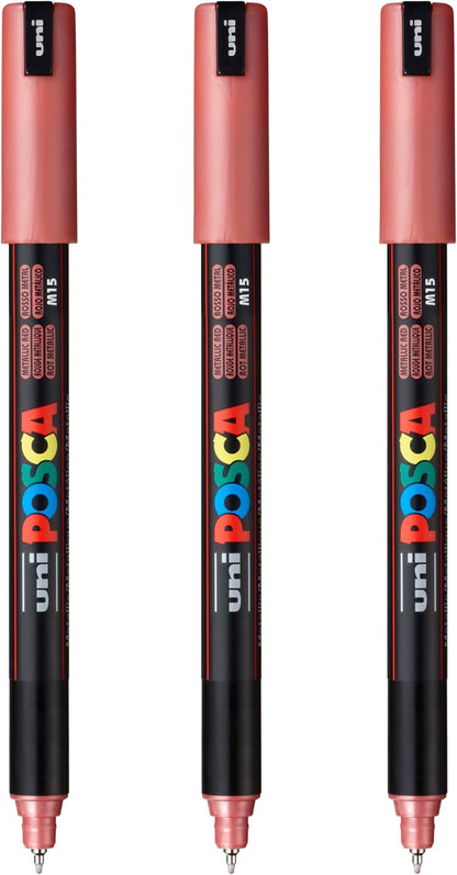 posca PC-1MR Water-Based Paint Markers, Extra Fine Tip (0.7mm), White, 3 Count