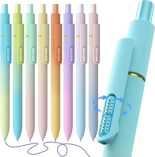 HIACRY 8 Pack Colorful Gel Ink Pens，Quick-Dry 0.7mm Fine Point Fidget Pens for Smooth Writing, Journaling & Drawing, Aesthetic Morandi Colored Pens for Women, School & Office Supplies (Morandi Colors)