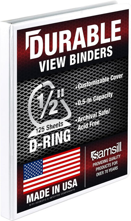 Samsill Durable 4 inch 3 Ring Binder, D Ring Binder, 100% Recycled Chipboard, Black, 2 Pack