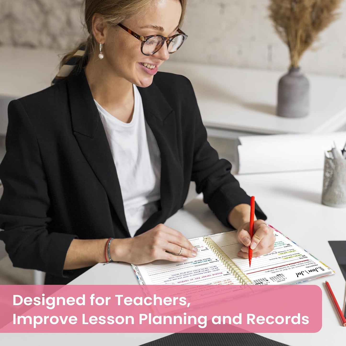 Planner 2026-2027, Academic Year Monthly and Weekly Calendar Planner, Jul 2026 - Jun 2027, Hardcover Teacher Student Planning Agenda book with Tabs, Perfect for School Office Supplies, 6.3" x 8.5" - Wildflowers