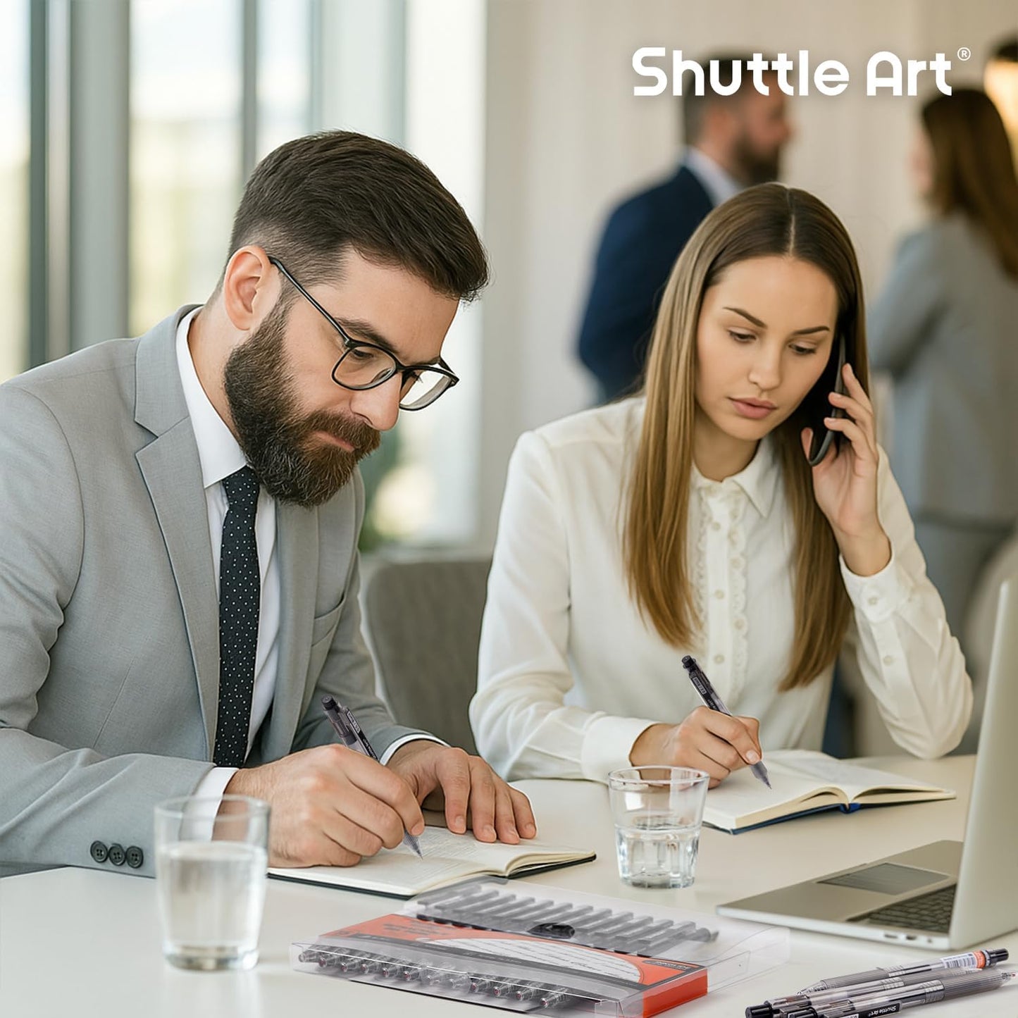 Shuttle Art Black Gel Pens, Ink Glide Series 90 Pack Retractable 0.5mm Fine Point Rollerball Gel Ink Pens Bulk Set Quick Drying Smooth Writing with Grip for Journaling Note Taking Office School Home