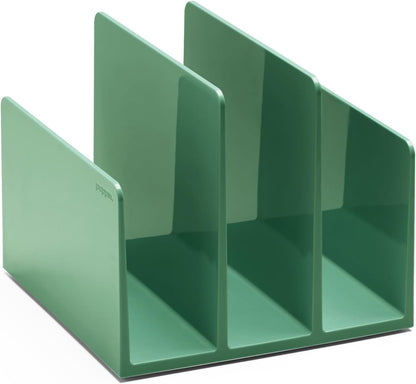 Fin File Sorter - 3-Compartment File Organizer, Sturdy and Durable Document Organizer, Sleek Design with Lacquer-like Finish, File Folder Organizer for Desk (White)