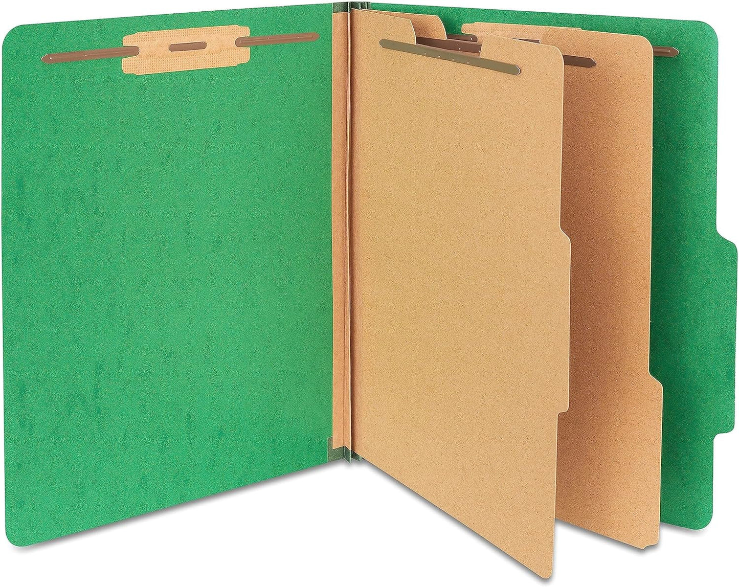 Moisture‑Resistant Classification Folder, Letter Size, 2 Dividers, 2.5″ Expansion, Green Pressboard, 20/Carton