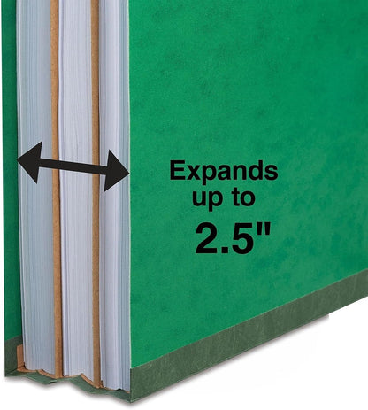 Moisture‑Resistant Classification Folder, Letter Size, 2 Dividers, 2.5″ Expansion, Green Pressboard, 20/Carton