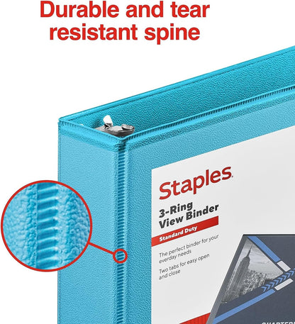 Staples Standard 2-Inch 3-Ring View Binder, Holds Up to 450 Sheets, Orange, Durable Binder for Office & School