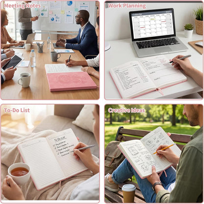 Thboxes 80 Sheets Lined Journal Notebook, 5.7" X 8.3" Hardcover Executive Notebook for Student Worker Women Men, Notepads Journals for Writing Travel & Organization, Nurses Week Gifts, Pink