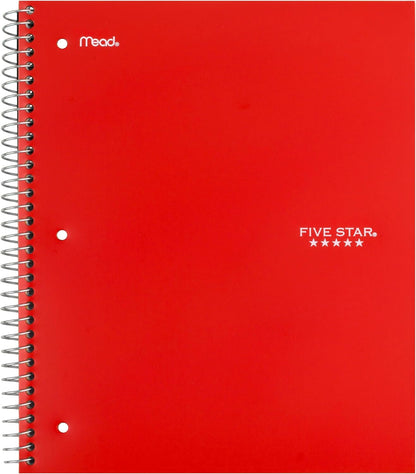 Five Star Spiral Notebook + Study App, 3 Subject, Wide Ruled Paper, 8" x 10-1/2", 150 Sheets, Fights Ink Bleed, Water Resistant Cover, Harvest Yellow (73463)