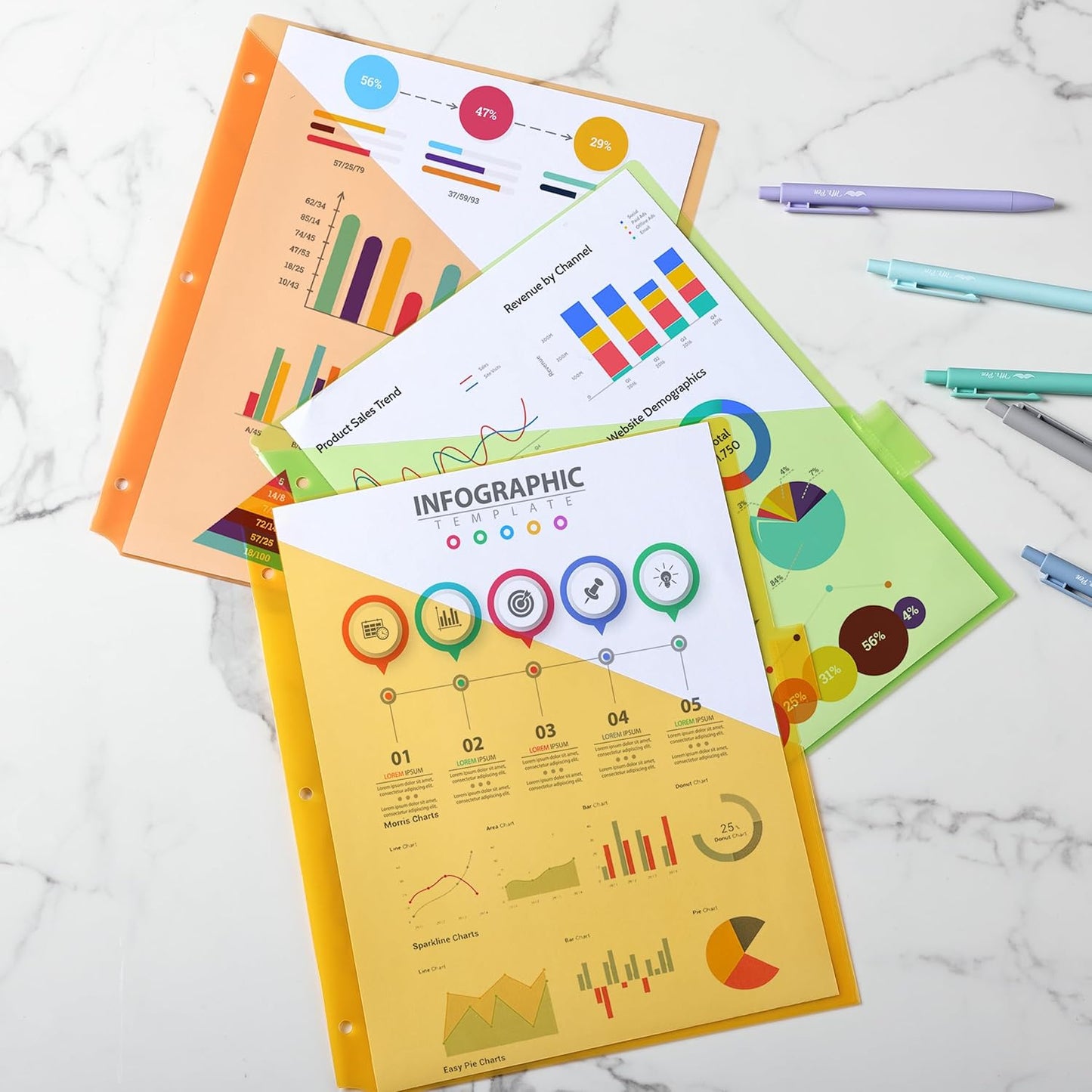 Mr. Pen- Binder Dividers with Pockets and Tabs, 1 Set, 8 Tabs/Set, Colorful, 3 Ring Binder Dividers with Tabs and Pockets on Both Sides
