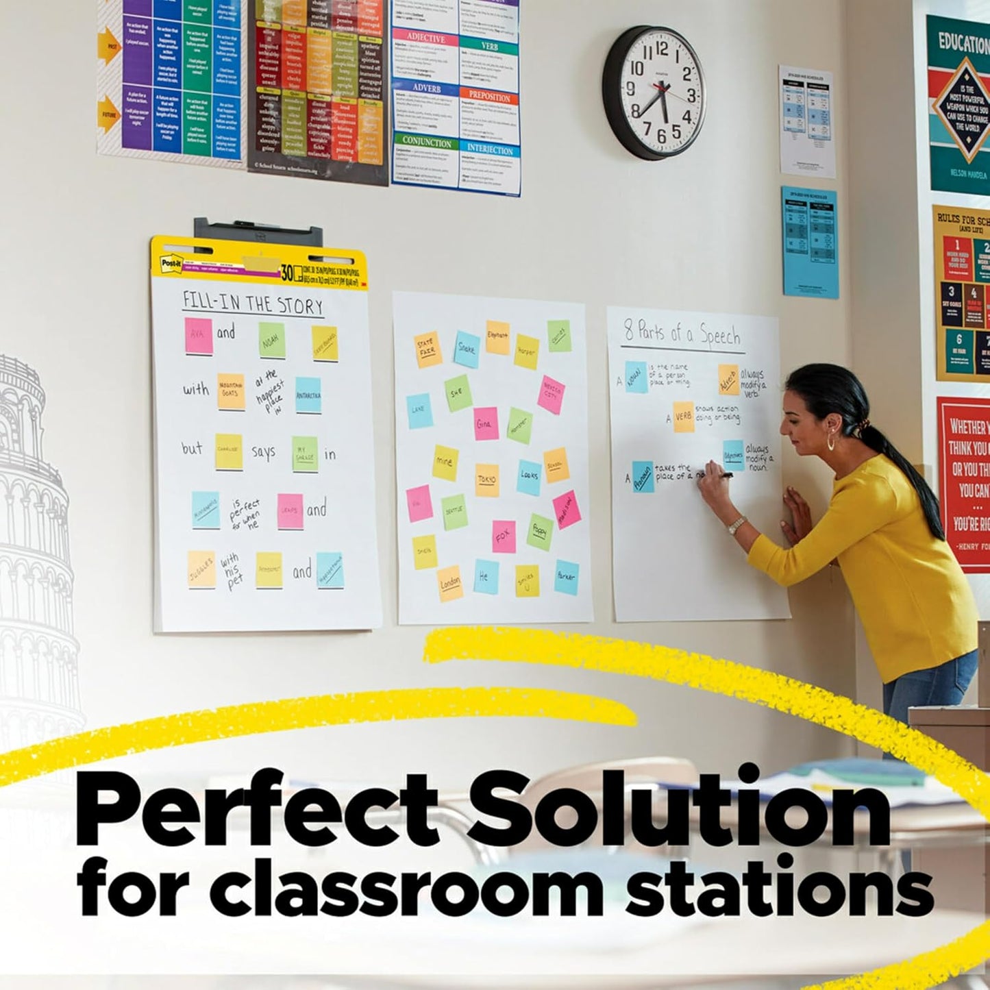 Post-it Super Sticky Easel Pad, 30 Sheets Per Pad, 36 Pads, Large, White Lined, Premium Self Stick Flip Chart Paper, Teacher Anchor Chart, Super Sticking Power