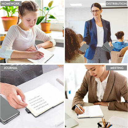 feela 3 Pack Pocket Notebook Journals with 3 Black Pens, A6 Mini Cute Small Journal Notebook Bulk Hardcover College Ruled Notepad with Pen Holder for Office School Supplies, 3.5”x 5.5”, Gray