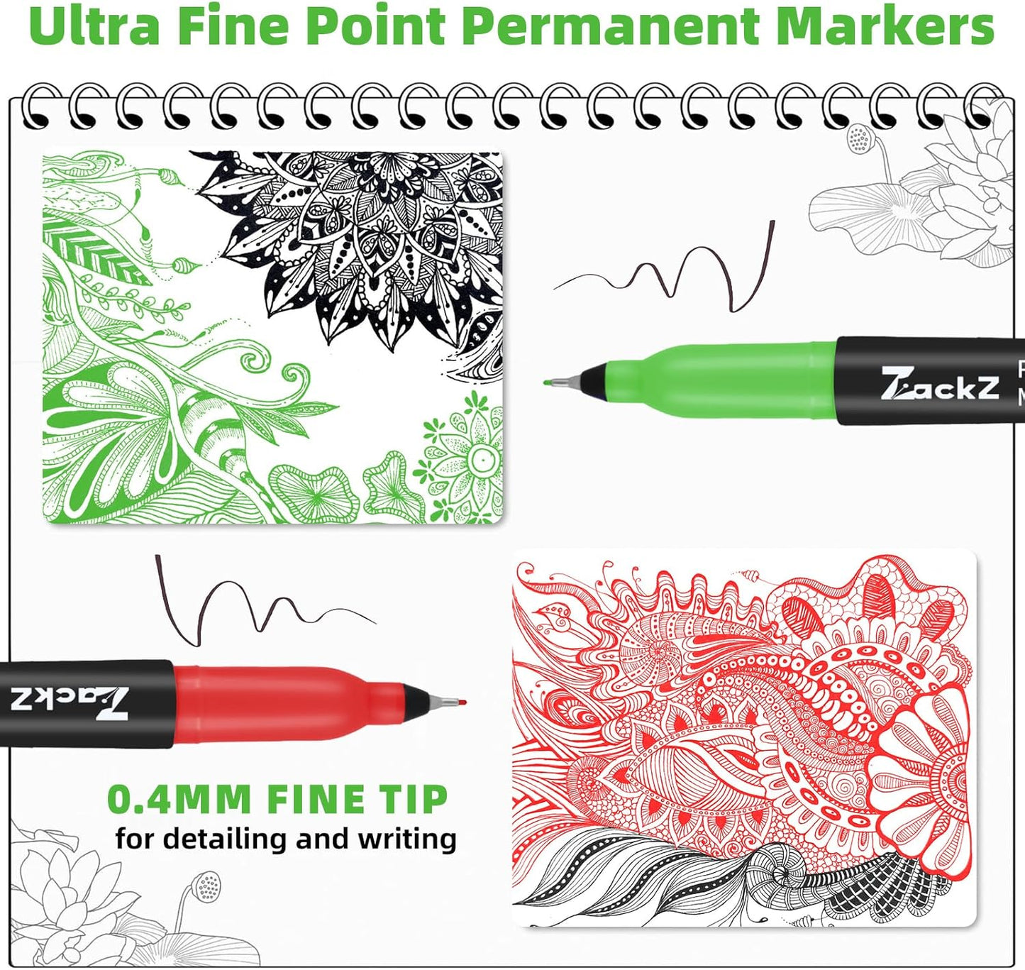 Ultra Fine Point Permanent Black Marker, 18 pack Permanent Markers, Permanent Markers Ultra Fine Tip 0.4 mm Tip, Waterproof & Fade-Proof Ink, Quick Drying, Writing on Paper, Plastic, Metal, Glas