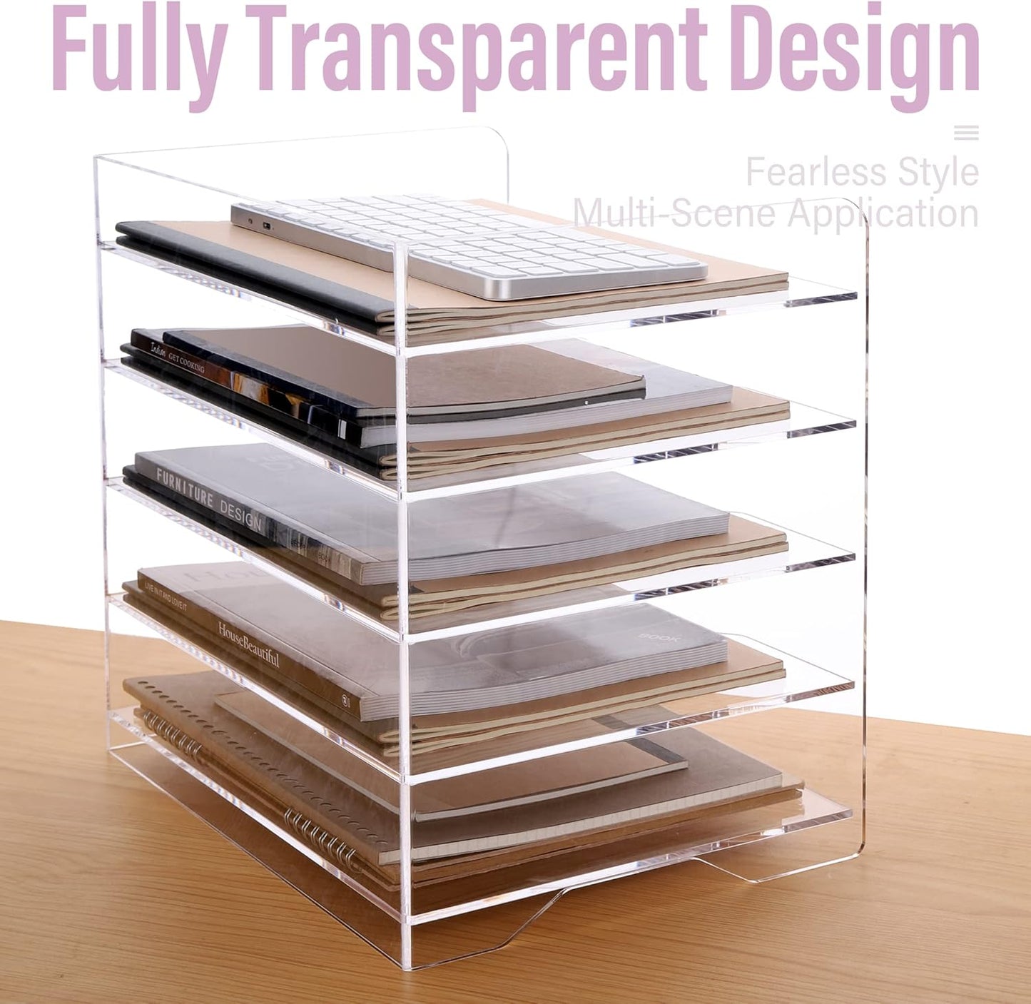 2 Pack- Stackable Paper Letter Tray, A4 File Tray Desk Organizer, Acrylic Desk Organizers and Accessories Sorter, Clear Workspace Office Supplies Organizers, 12.4inx8.86inx3.46in