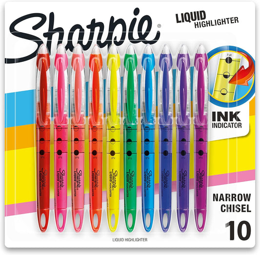 SHARPIE Liquid Highlighters Chisel Tip, Fluorescent Yellow 12 Count and Assorted Colors 10 Count Bundle