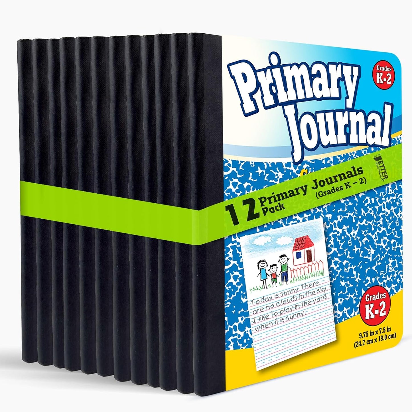 Better Office Products Primary Journal, Hardcover, Primary Composition Book Notebook - Grades K-2, 100 Sheet, One Subject, primary composition notebook with picture space