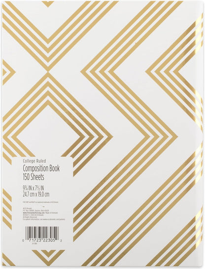 Five Star Composition Book, College Ruled Paper, 7-1/2" x 9-3/4", 80 Sheets, Hardcover, Lilac and Metallic Gold Arches (850111F-AMZ)
