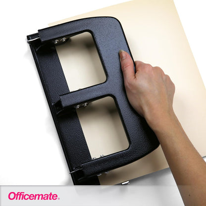 Officemate 3-Hole Punch, Medium Duty, 30-Sheet Capacity, Ergonomic Handles, Adjustable Paper Guide, Durable Metal Base, Black