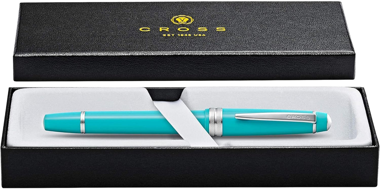Cross Bailey Light Polished Blue Resin Rollerball Pen - Professional Pen for Effortless Writing - Journaling, Note-Taking & More - Black Ink - Easy Handling - Includes Gift Box